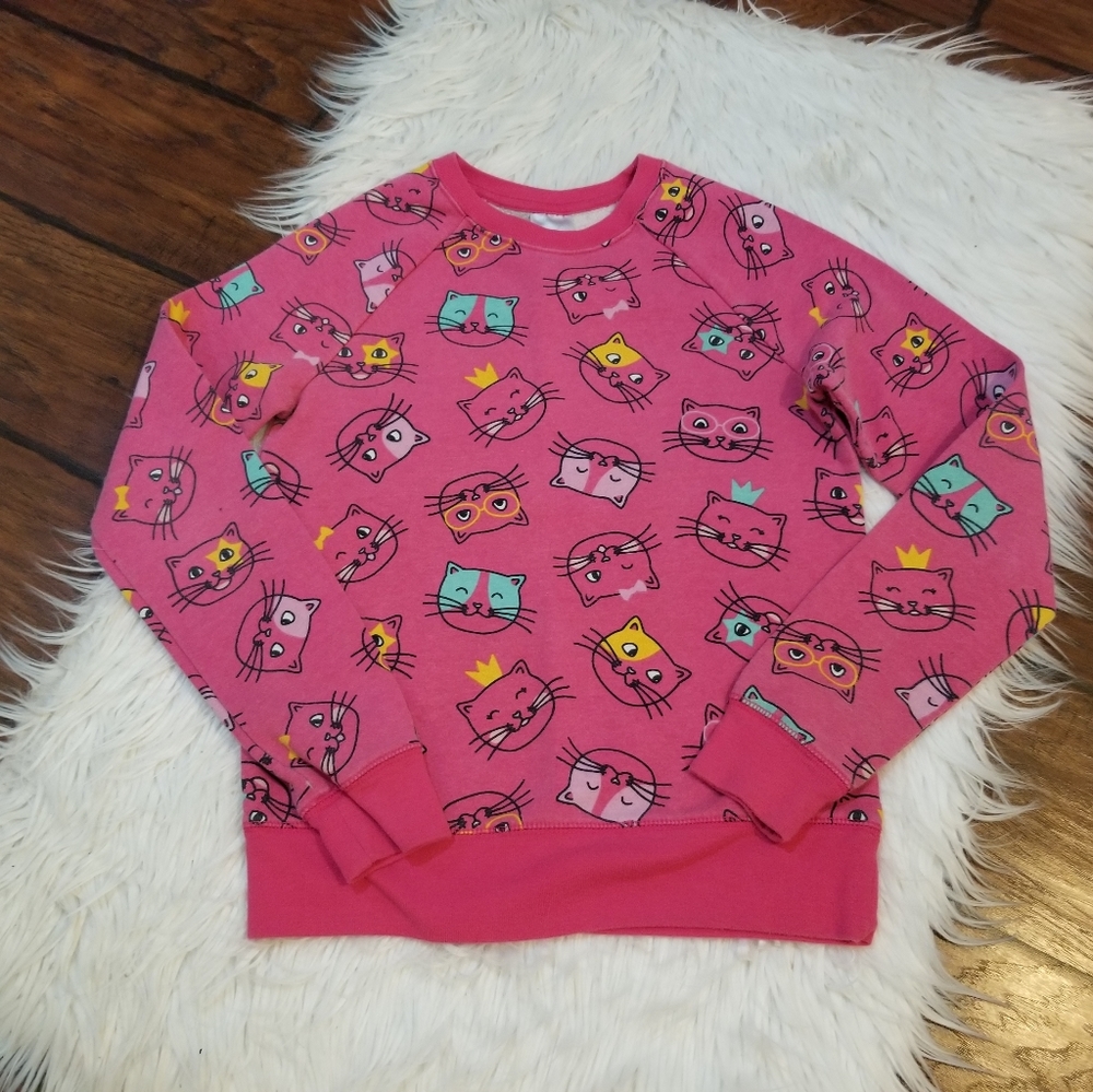 Cat with glasses Pink Athletic works sweatshirt 10/12